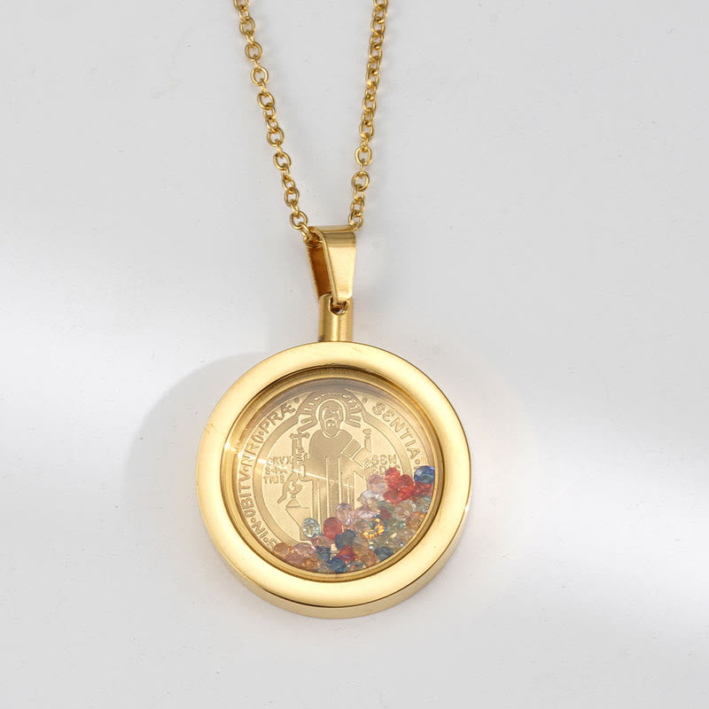 Collar Redondo de Oro Reversible: Virgen y San Benito
