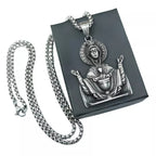 Collar Católico de Acero Inoxidable con Medallón de Protección de la Virgen María