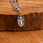 Pulsera Casual Ajustable con Medalla de la Virgen María y Cruz