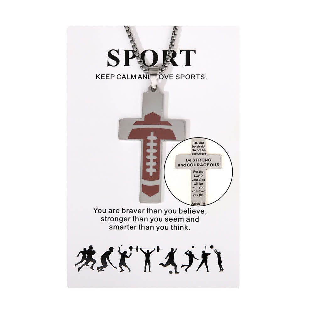 Collar de Cruz Estilo Deportivo de Fútbol "Ora por Bendiciones"