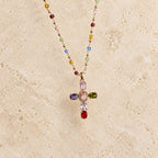 Bible 12 Gemstones Cross Pendant Necklace