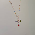 Collar con Dije de Cruz con 12 Gemas Bíblicas