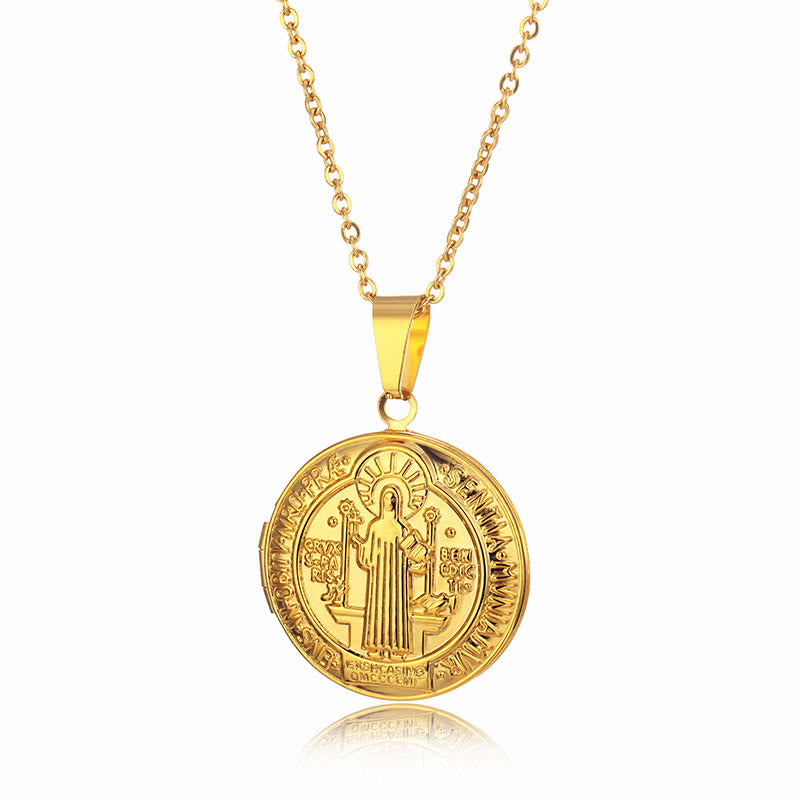 Collar de Titanio con Dije Clásico de San Benito