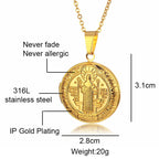 Collar de Titanio con Dije Clásico de San Benito
