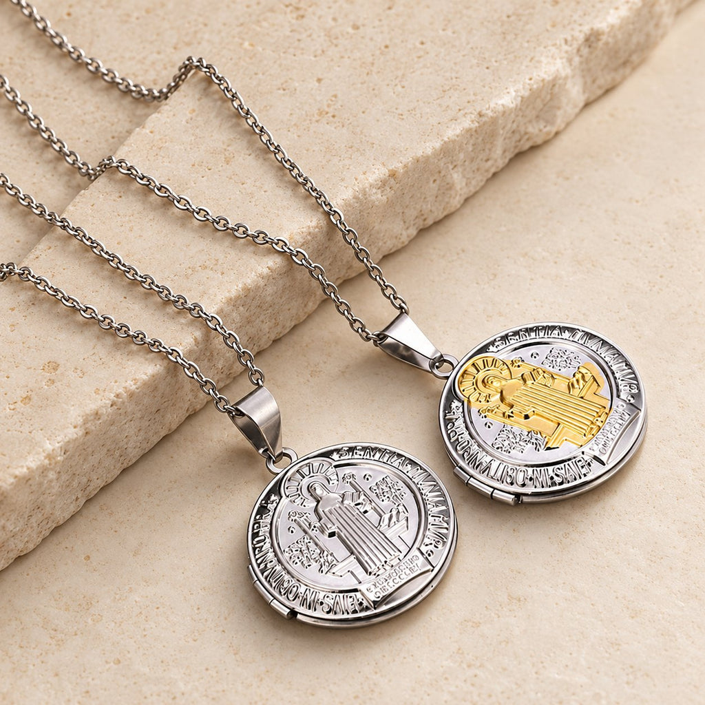 Classic St. Benedict Pendant Titanium Necklace