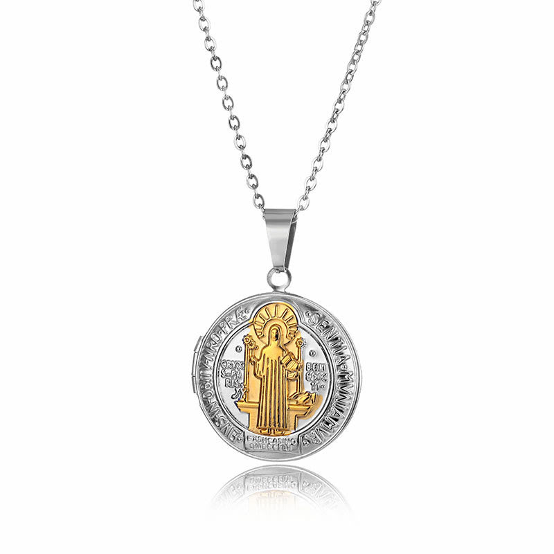 Collar de Titanio con Dije Clásico de San Benito