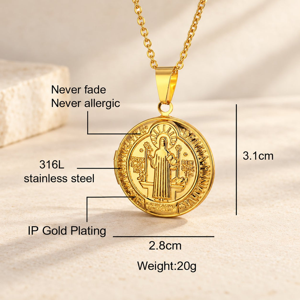 Classic St. Benedict Pendant Titanium Necklace