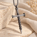 Titanium Steel Skull Nail Cross Pendant Necklace