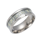 Anillo de Acero Inoxidable con "JESÚS" Luminoso