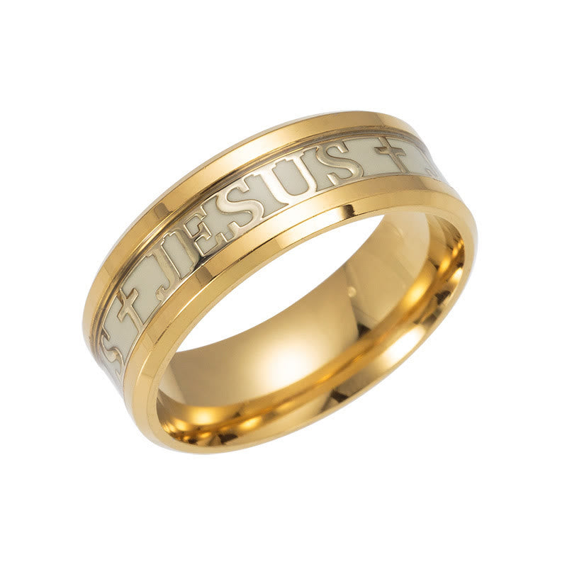 Anillo de Acero Inoxidable con "JESÚS" Luminoso