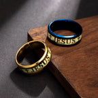 Anillo de Acero Inoxidable con "JESÚS" Luminoso