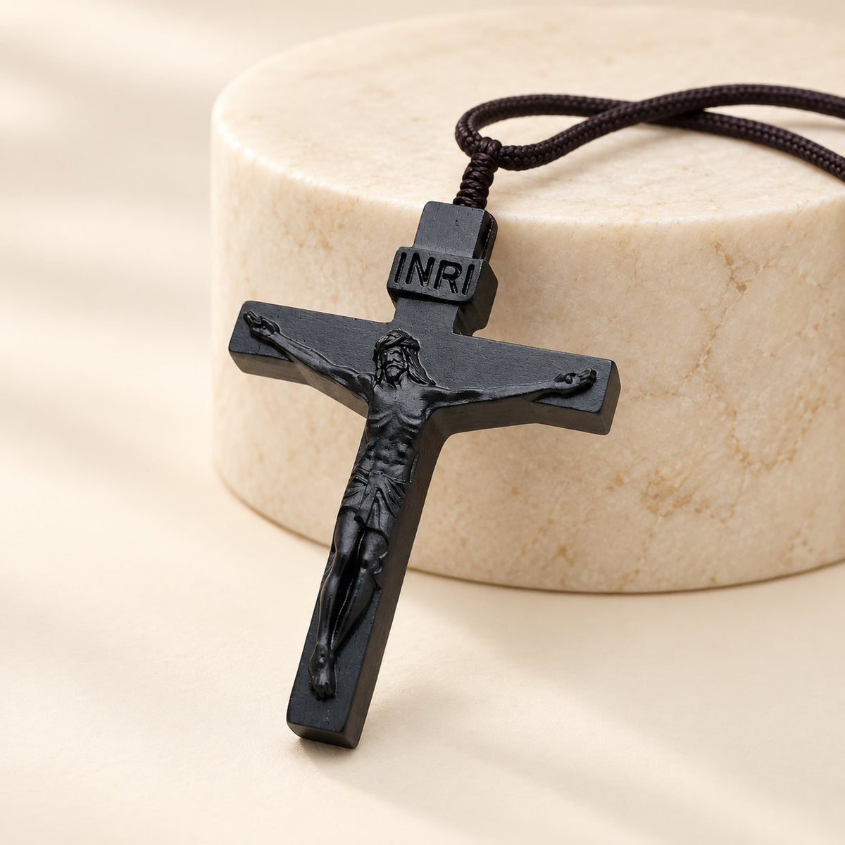 Jesus Crucifix Wooden Necklace