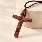 Jesus Crucifix Wooden Necklace