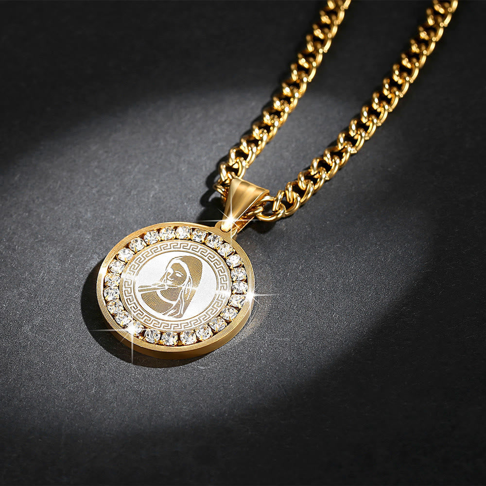 Collar de Titanio con Dije de la Virgen María y Circonia