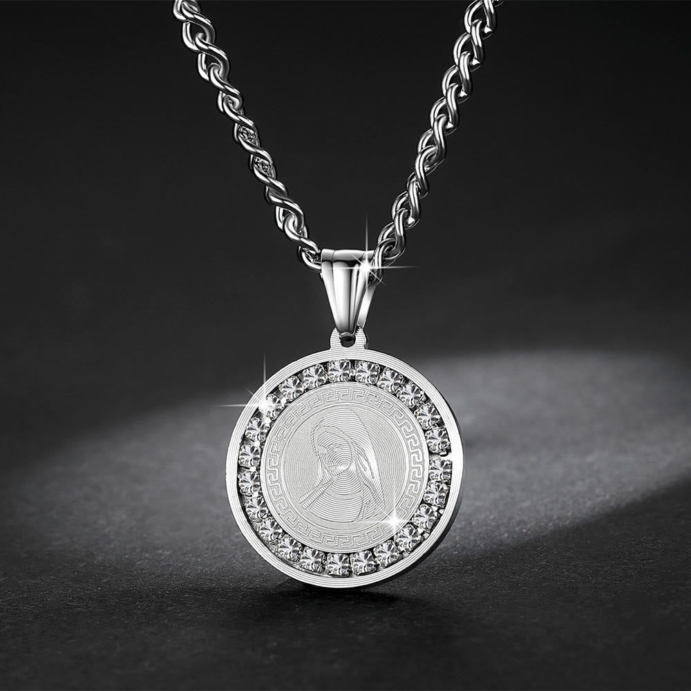 Collar de Titanio con Dije de la Virgen María y Circonia