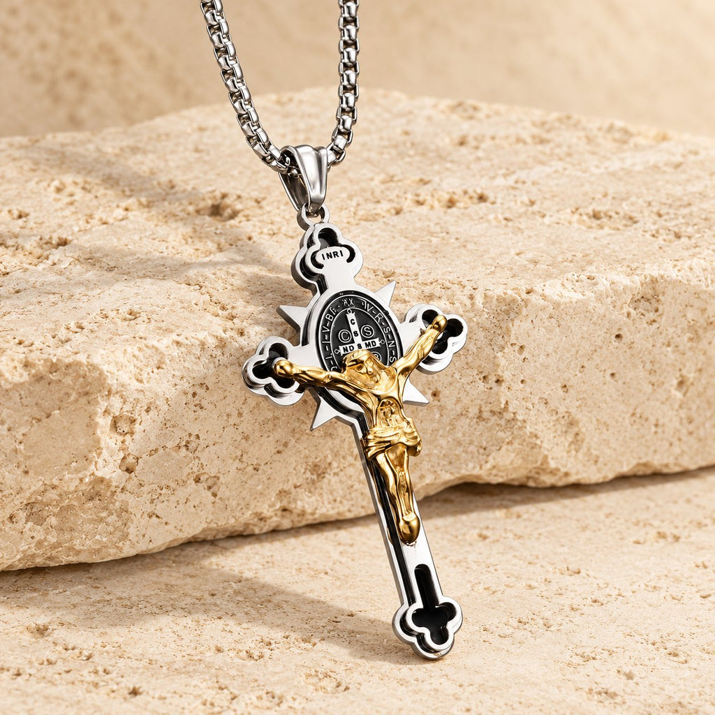 St. Benedict Symbol Crucifix Necklace