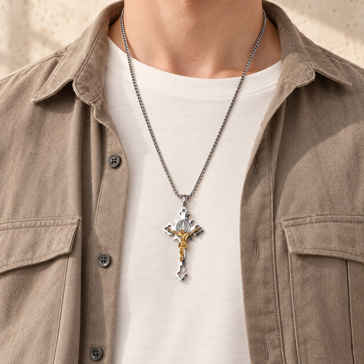 St. Benedict Symbol Crucifix Necklace