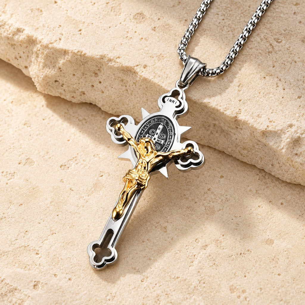 St. Benedict Symbol Crucifix Necklace