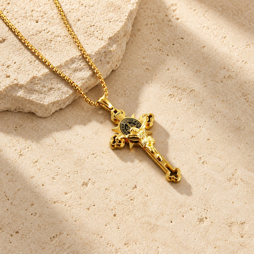 St. Benedict Symbol Crucifix Necklace