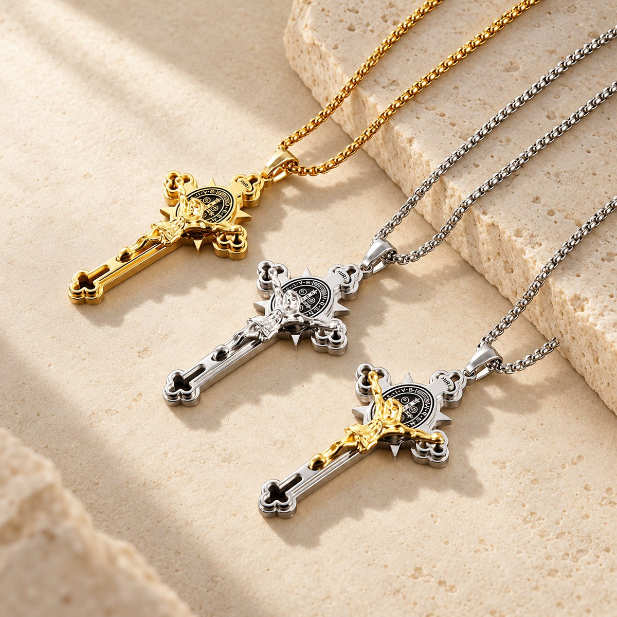 St. Benedict Symbol Crucifix Necklace