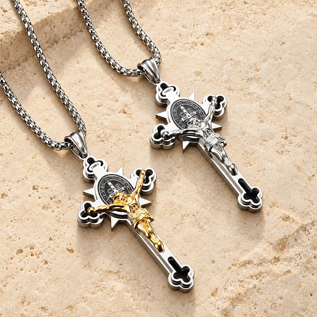 St. Benedict Symbol Crucifix Necklace
