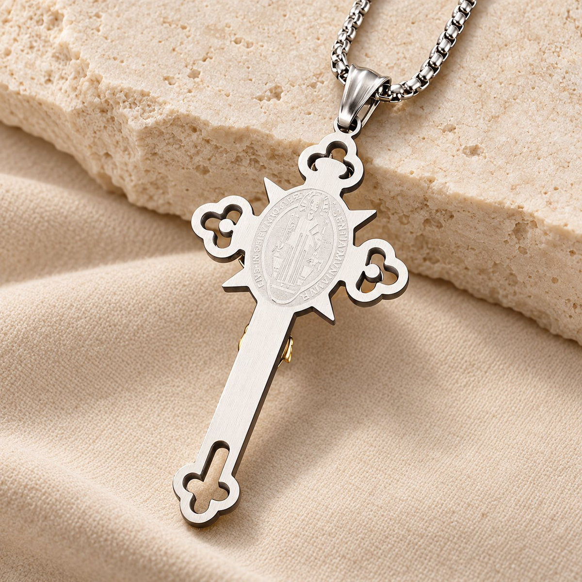 St. Benedict Symbol Crucifix Necklace