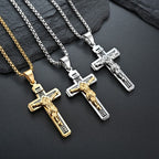 Collar de Titanio con Crucifijo de Jesús Artesanal