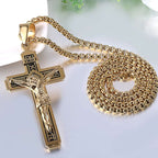 Collar de Titanio con Crucifijo de Jesús Artesanal