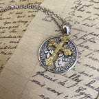 Collar Vintage con Dije de Moneda con Cruz a Doble Cara