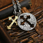 Collar Vintage con Dije de Moneda con Cruz a Doble Cara