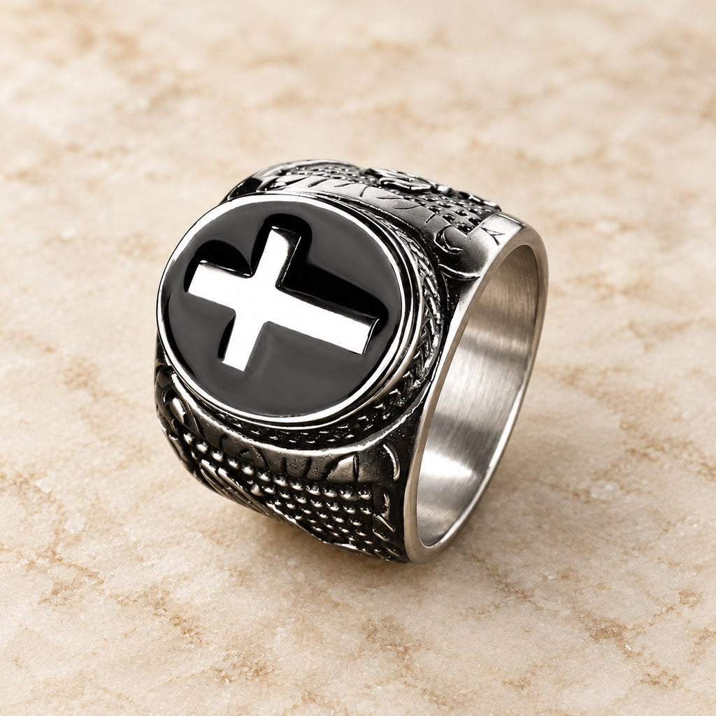 Retro Cross "Hand of God" Titanium Religion Ring