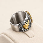 Retro Cross "Hand of God" Titanium Religion Ring
