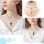 Collar con Dije Urna de Cenizas de Doble Cruz con Piedra de los 12 Meses