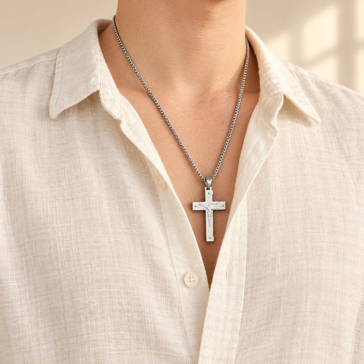 Jesus Crucifix Religion Cross Pendant Necklace