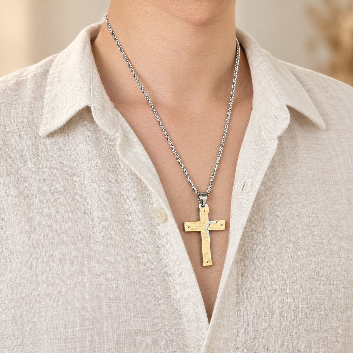 Jesus Crucifix Religion Cross Pendant Necklace