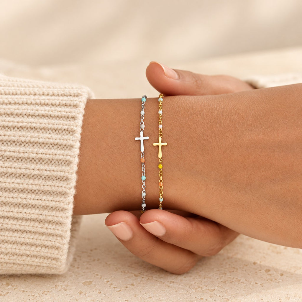 Delicate Minimalist Cross Bracelet