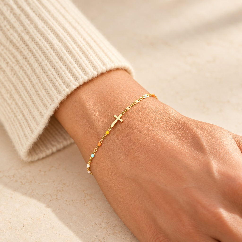 Delicate Minimalist Cross Bracelet