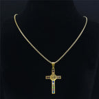 Collar de Cruz de San Benito con 12 Cristales Bíblicos