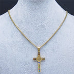 Collar de Cruz de San Benito con 12 Cristales Bíblicos