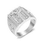 Anillo Religioso Crucifijo de Jesús con Circonita