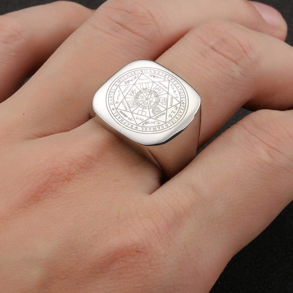 Anillo de Titanio Sellos de los Siete Arcángeles: Protección Cábala de Salomón