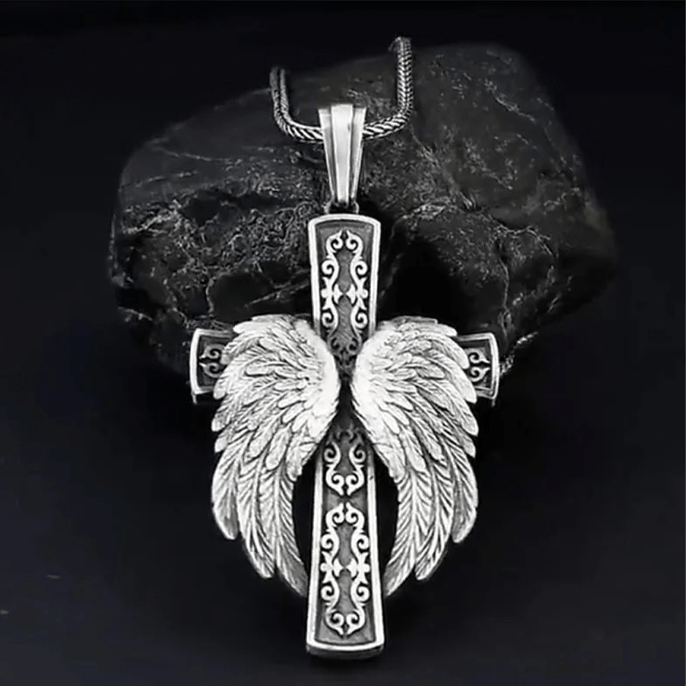 Collar Cristiano con Dije de Plata Cruz Alada