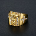 Anillo Religioso Crucifijo de Jesús con Circonita
