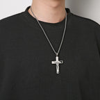 Collar de Cadena de Acero Inoxidable con Dije de Oración Bíblica y Crucifijo