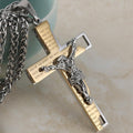 Collar de Cadena de Acero Inoxidable con Dije de Oración Bíblica y Crucifijo