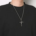 Collar de Cadena de Acero Inoxidable con Dije de Oración Bíblica y Crucifijo