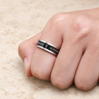 Titanium Black/Gold Cross Step Edges Rotating Ring