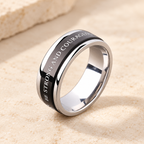 Titanium Black/Gold Cross Step Edges Rotating Ring