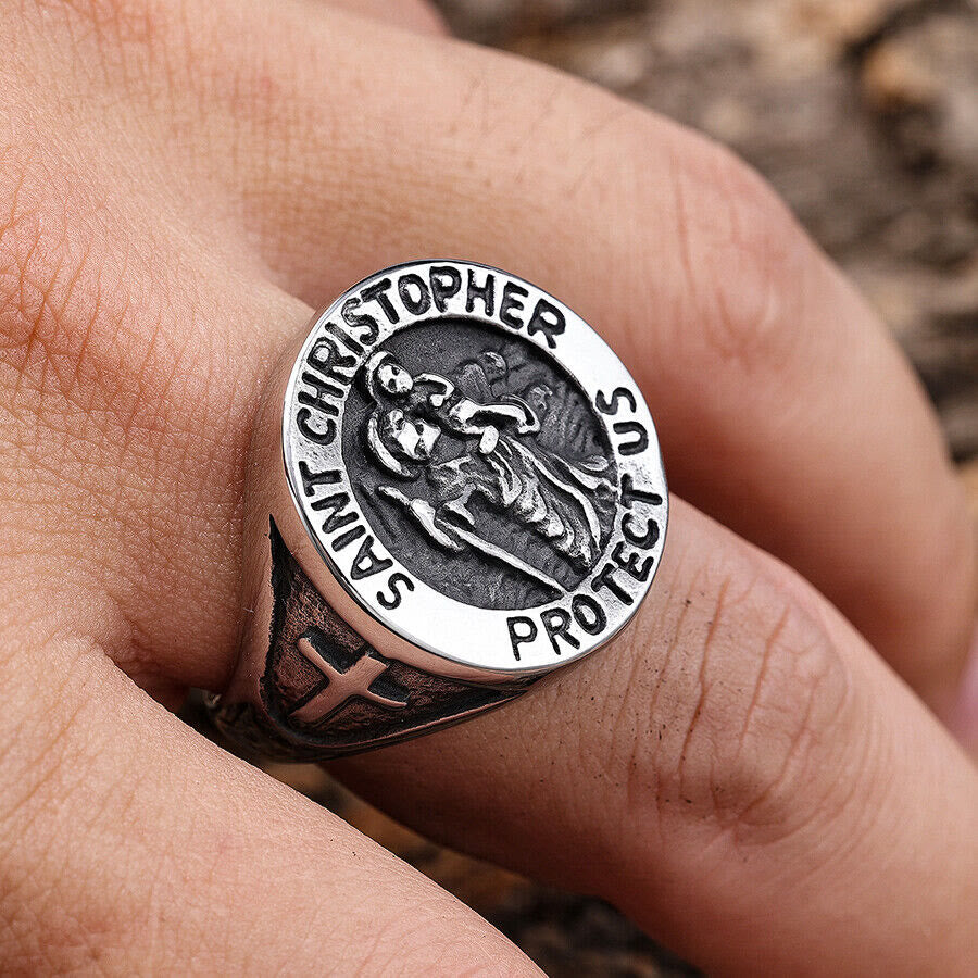 Anillo Sello con Medalla "San Cristóbal Protégenos"
