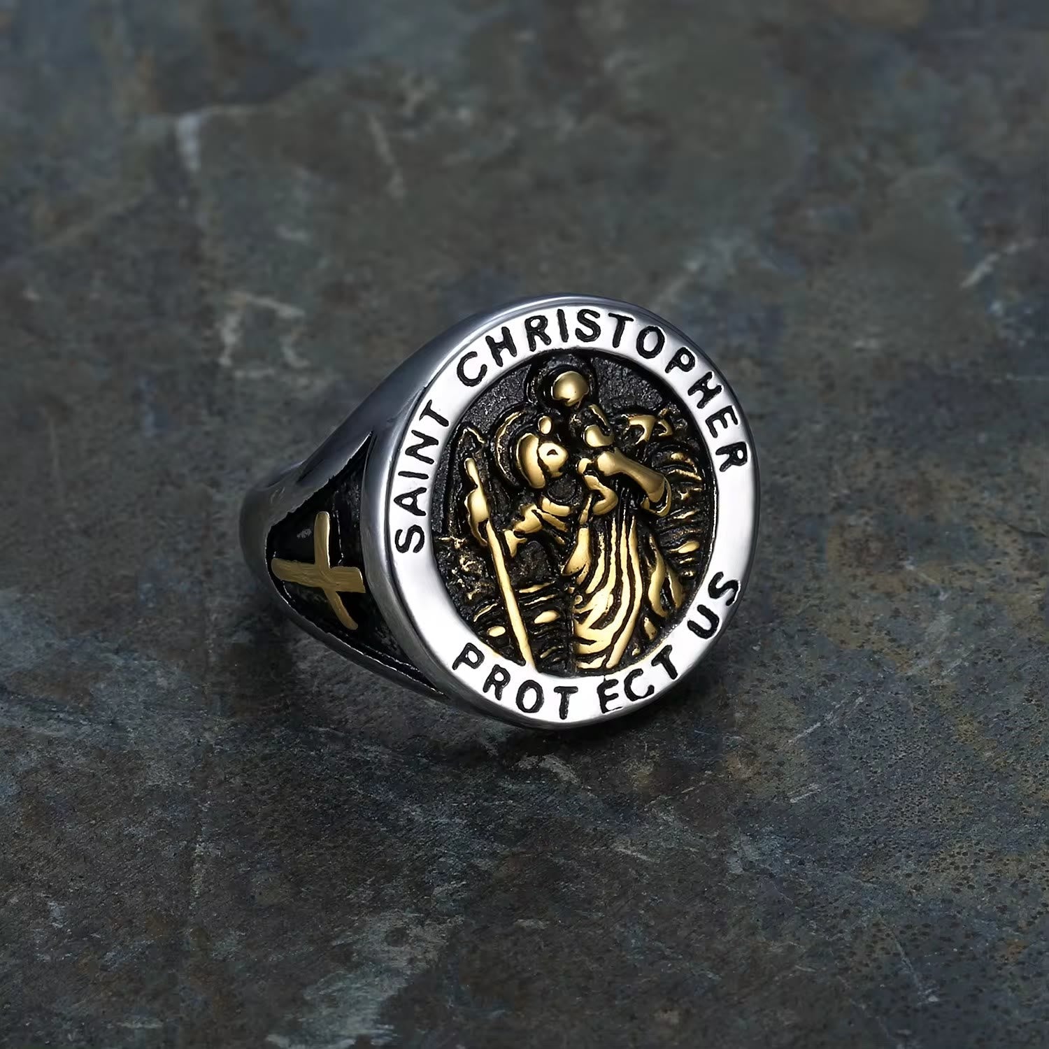 Anillo Sello con Medalla "San Cristóbal Protégenos"